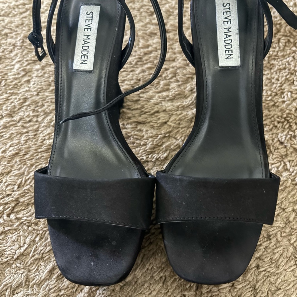 Steve Madden Black Strappy Heels leather suede#7.